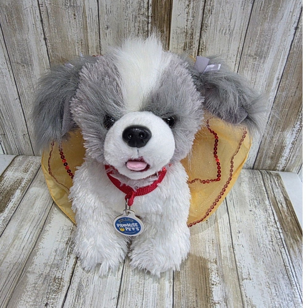 Build-A-Bear Workshop Promise Pets Dog Shih Tzu Plush Tutu Red Sequins Dress - Picture 5 of 8
